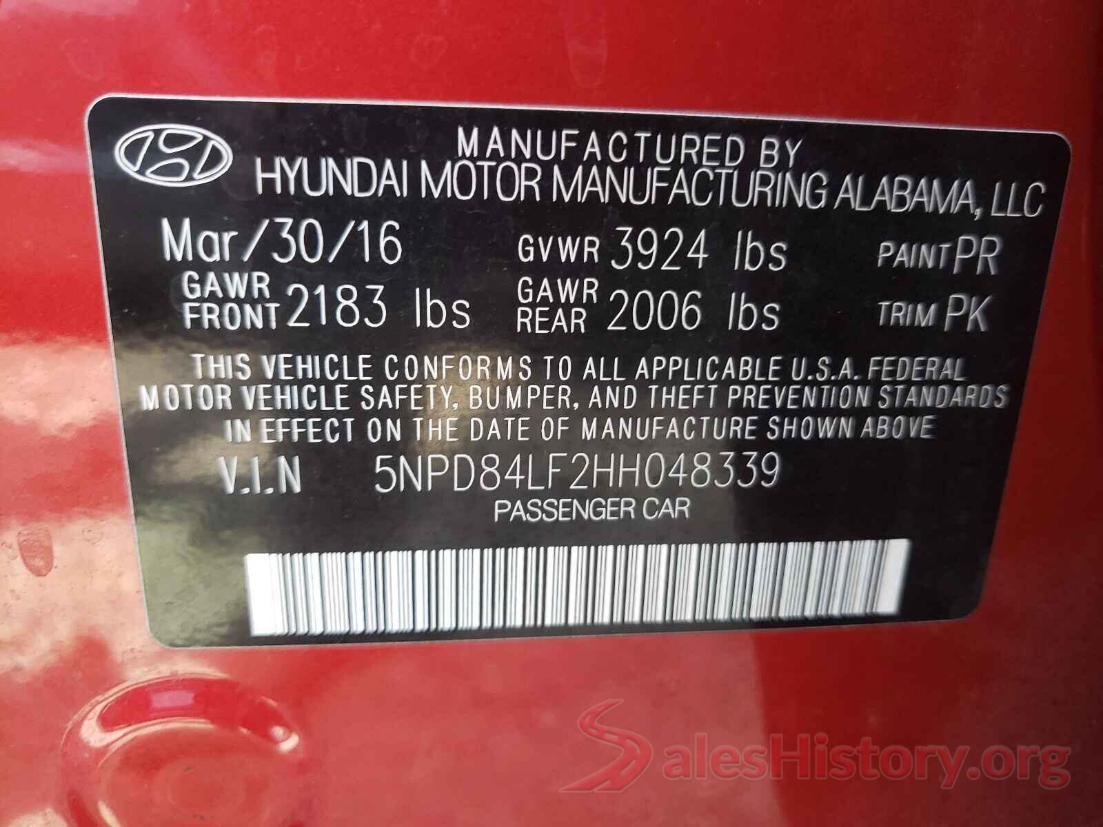 5NPD84LF2HH048339 2017 HYUNDAI ELANTRA