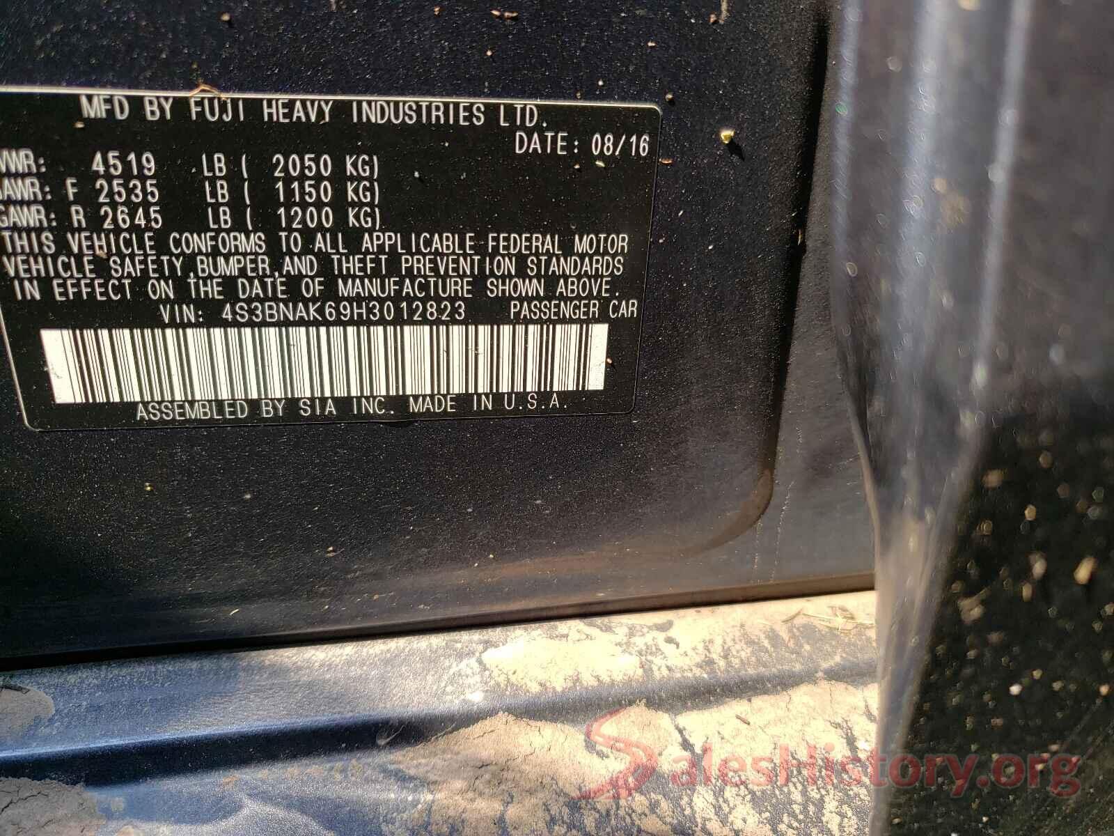 4S3BNAK69H3012823 2017 SUBARU LEGACY