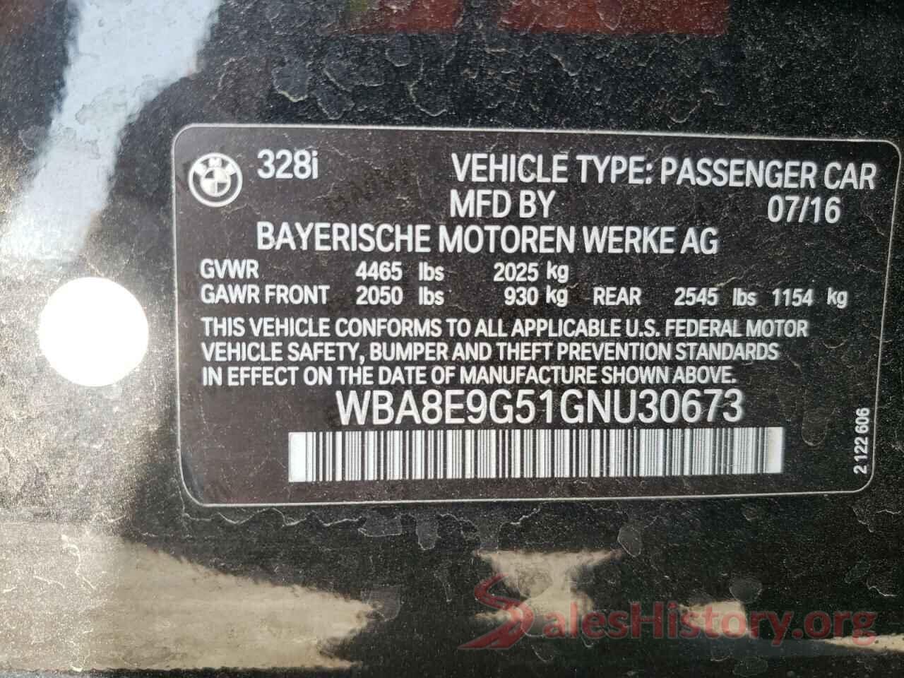 WBA8E9G51GNU30673 2016 BMW 3 SERIES