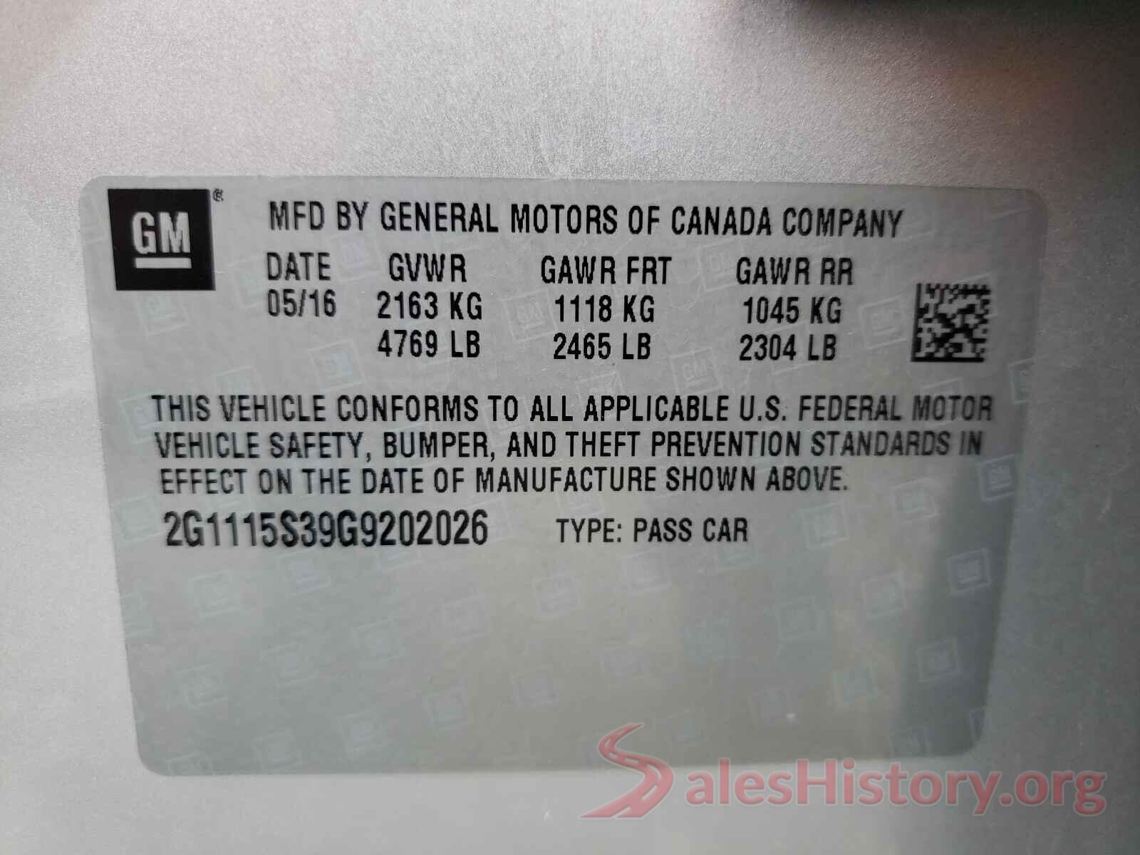 2G1115S39G9202026 2016 CHEVROLET IMPALA