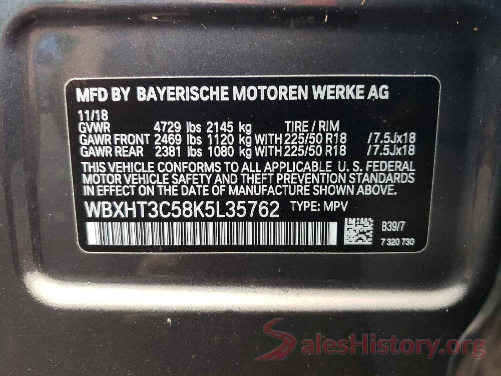 WBXHT3C58K5L35762 2019 BMW X1