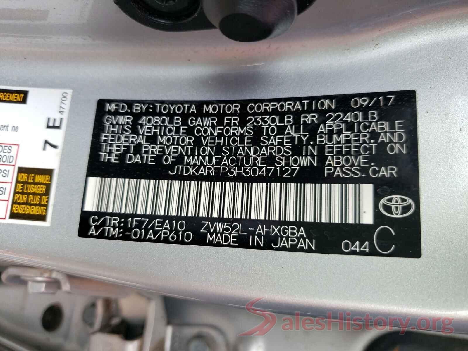 JTDKARFP3H3047127 2017 TOYOTA PRIUS