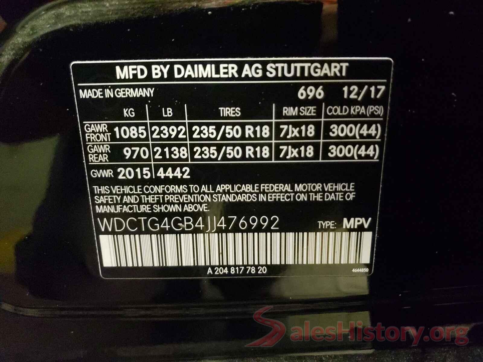 WDCTG4GB4JJ476992 2018 MERCEDES-BENZ GLA-CLASS