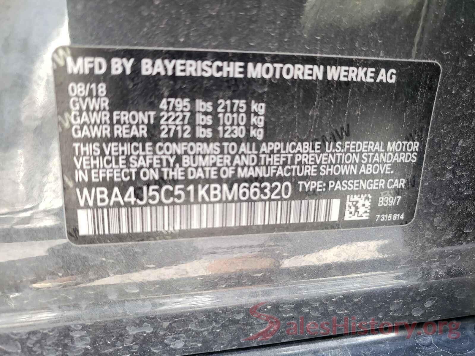 WBA4J5C51KBM66320 2019 BMW 4 SERIES