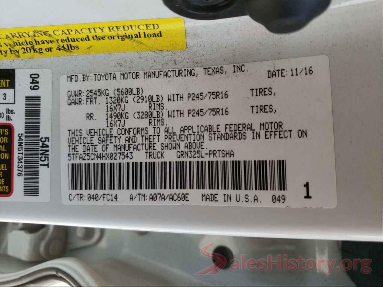 5TFAZ5CN4HX027543 2017 TOYOTA TACOMA