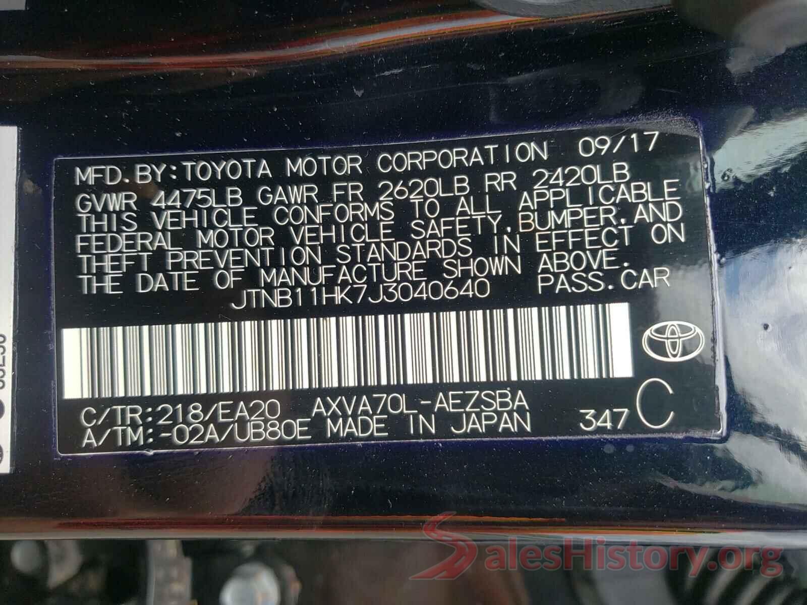 JTNB11HK7J3040640 2018 TOYOTA CAMRY