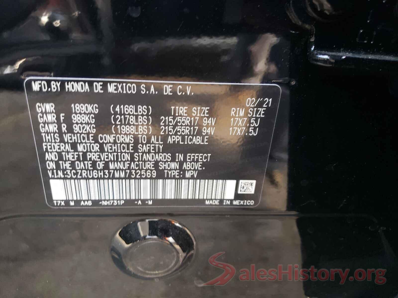 3CZRU6H37MM732569 2021 HONDA HR-V