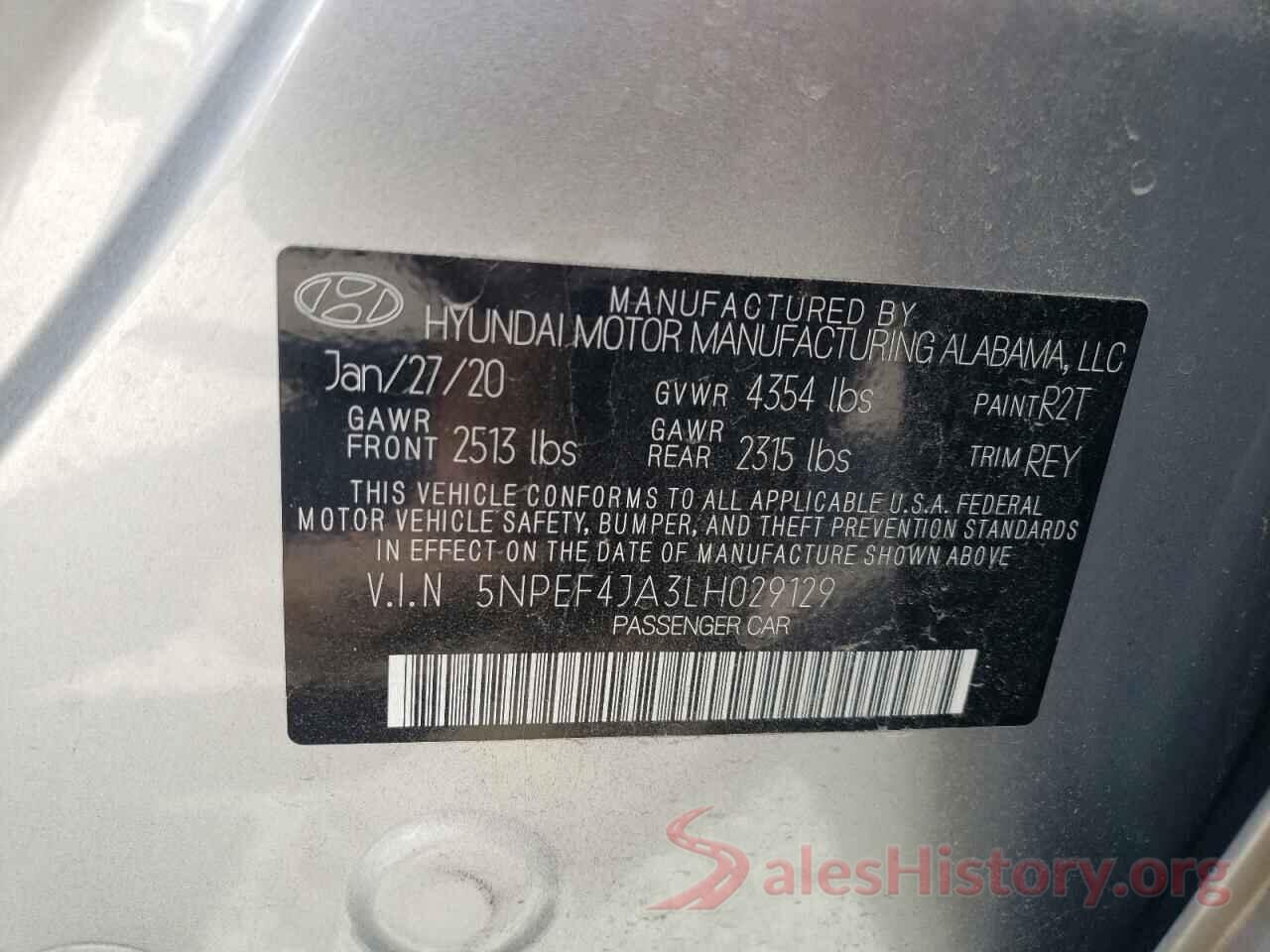 5NPEF4JA3LH029129 2020 HYUNDAI SONATA