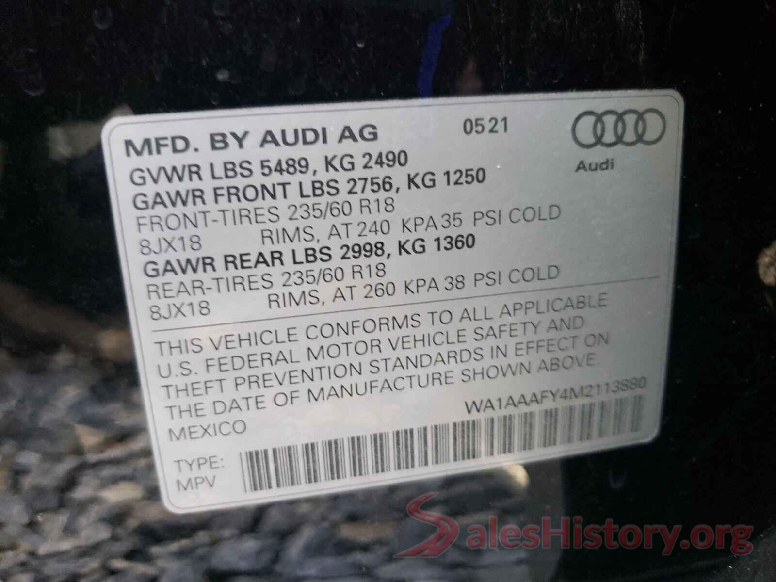 WA1AAAFY4M2113880 2021 AUDI Q5