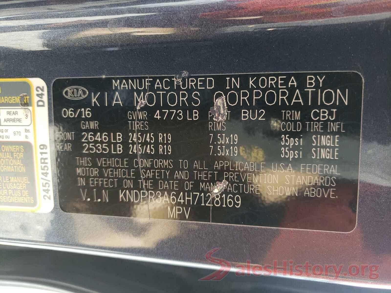 KNDPR3A64H7128169 2017 KIA SPORTAGE