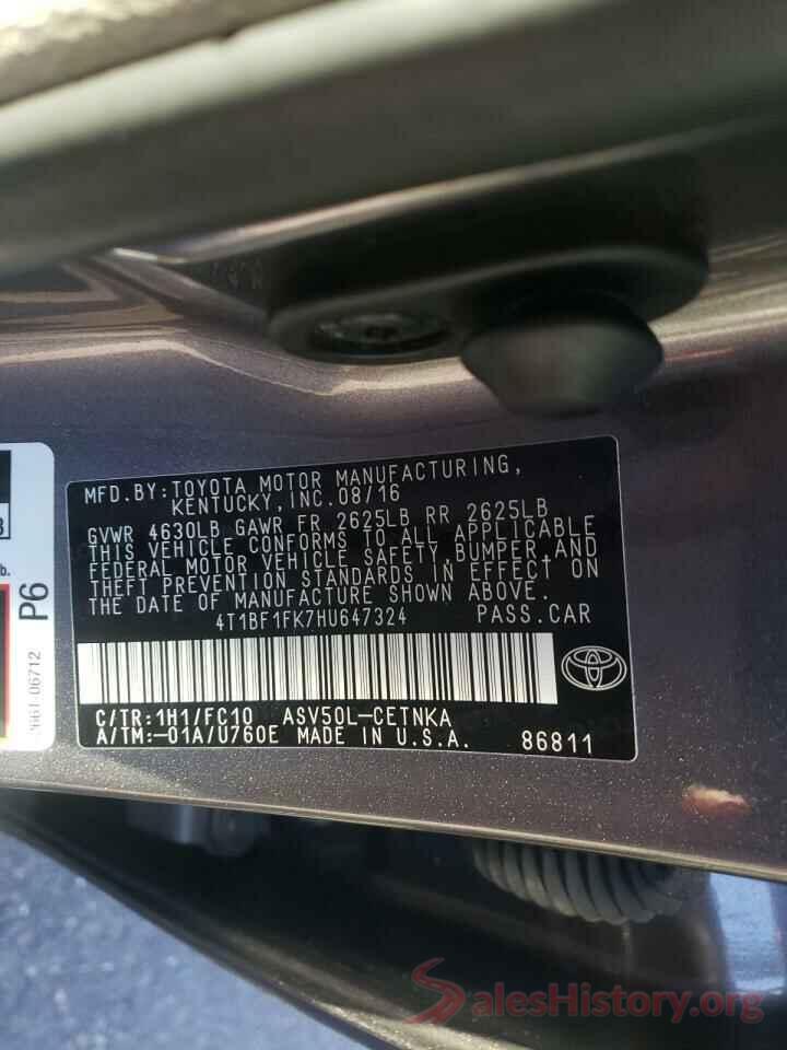 4T1BF1FK7HU647324 2017 TOYOTA CAMRY