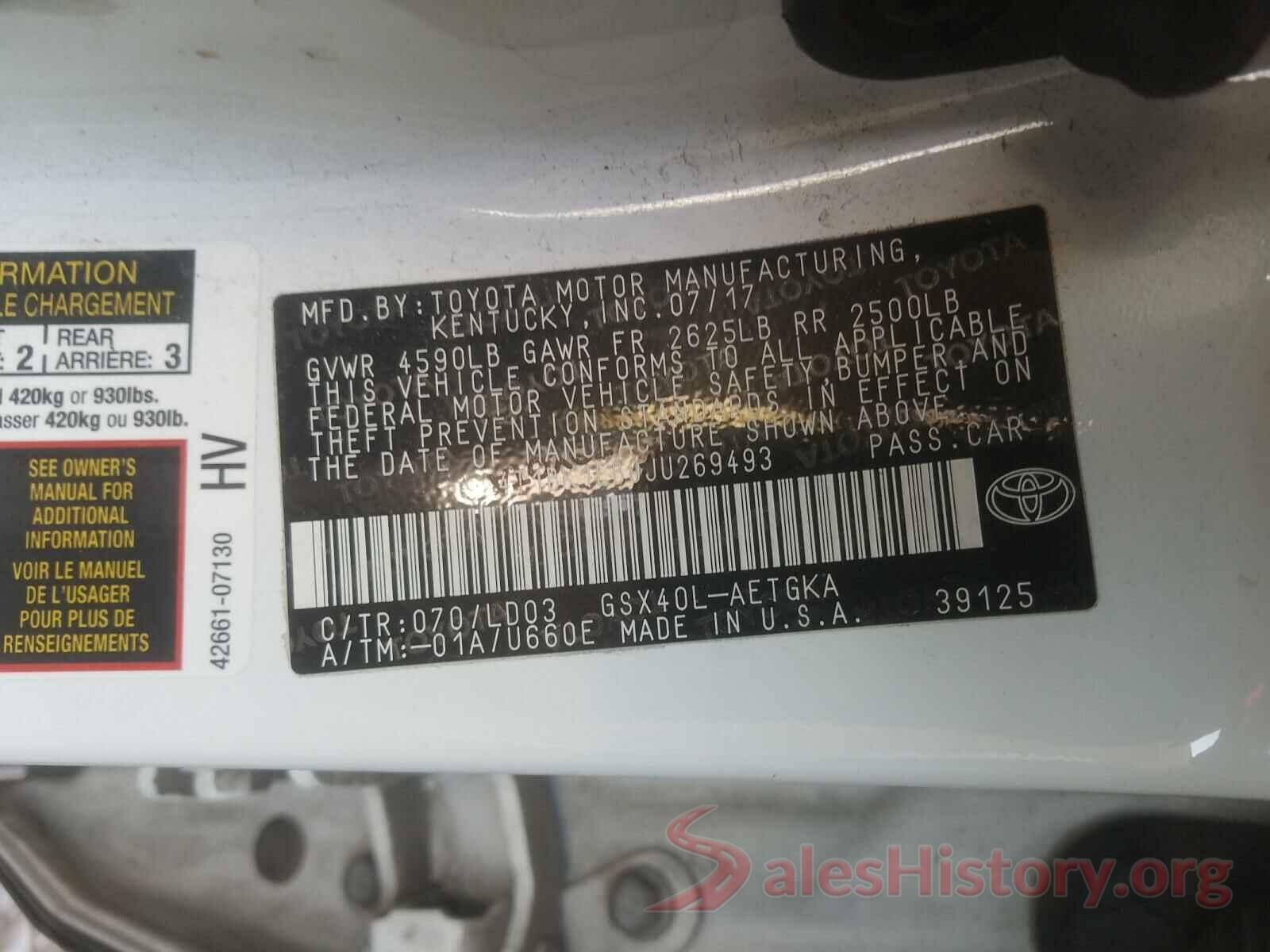 4T1BK1EB9JU269493 2018 TOYOTA AVALON