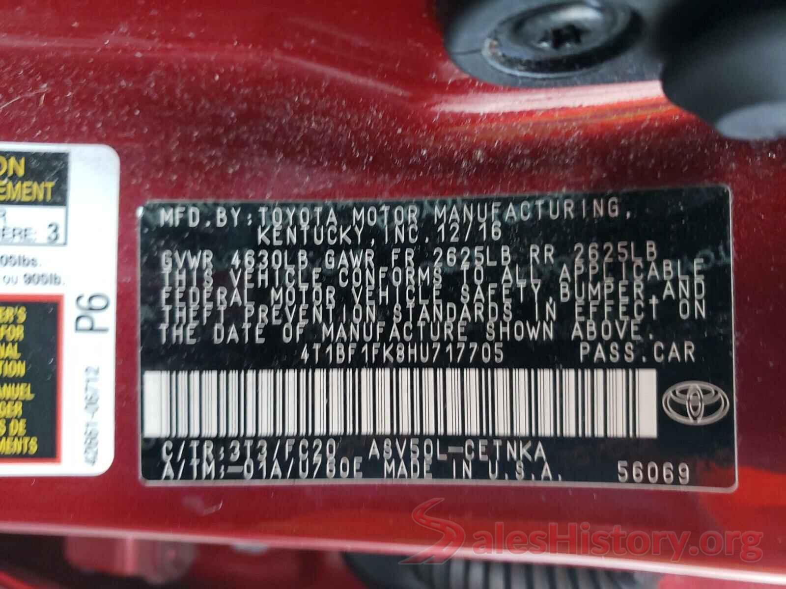 4T1BF1FK8HU717705 2017 TOYOTA CAMRY