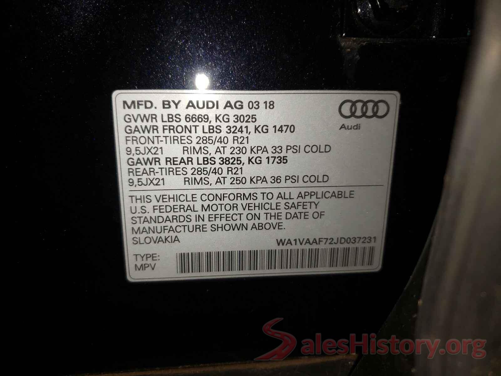 WA1VAAF72JD037231 2018 AUDI Q7