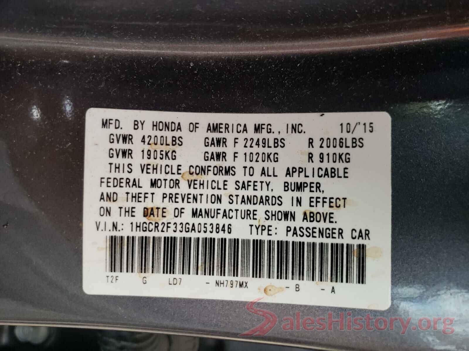 1HGCR2F33GA053846 2016 HONDA ACCORD