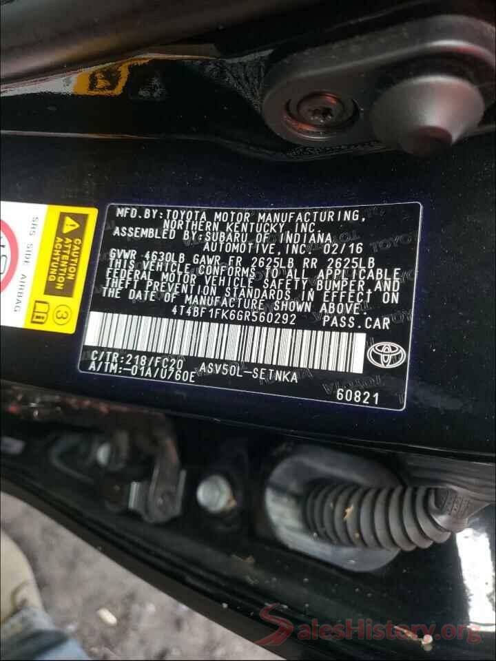 4T4BF1FK6GR560292 2016 TOYOTA CAMRY