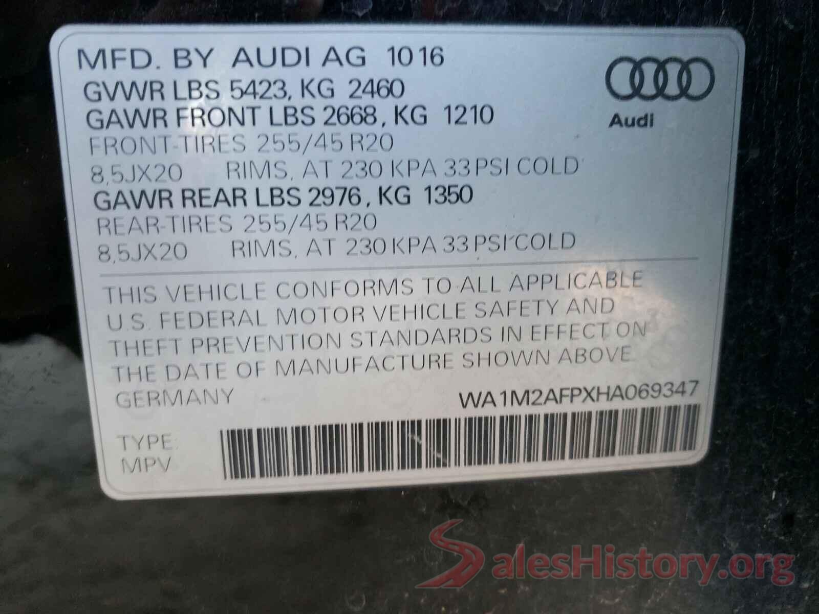 WA1M2AFPXHA069347 2017 AUDI Q5