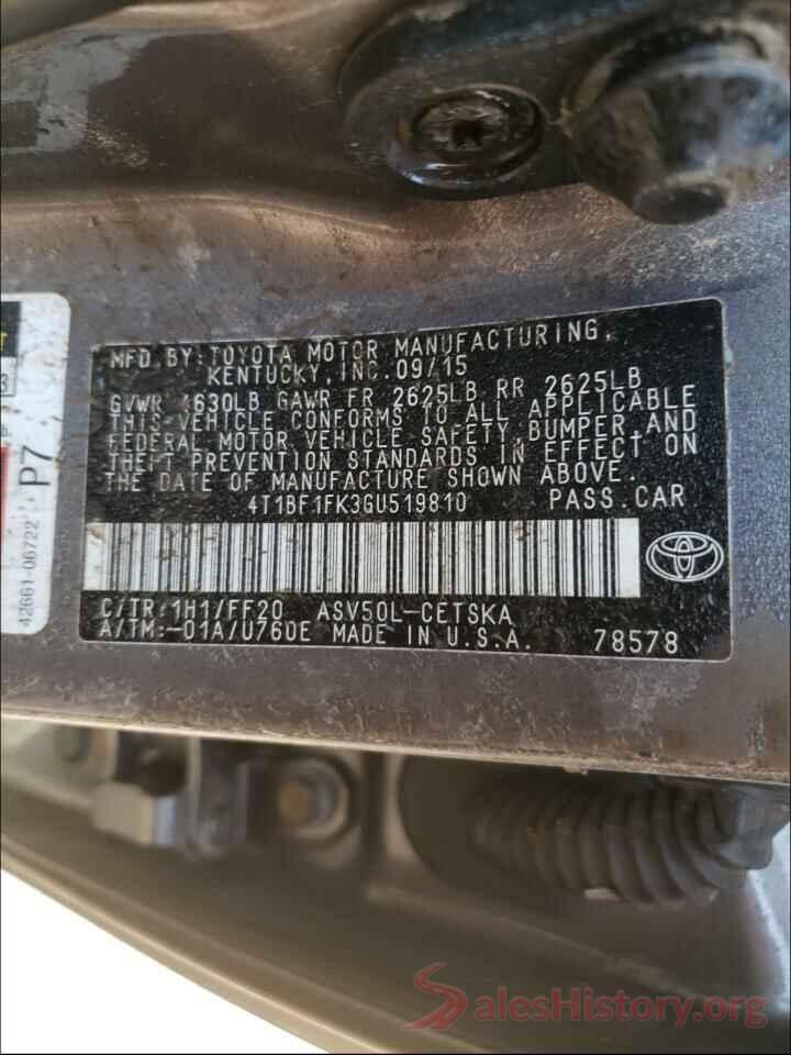 4T1BF1FK3GU519810 2016 TOYOTA CAMRY