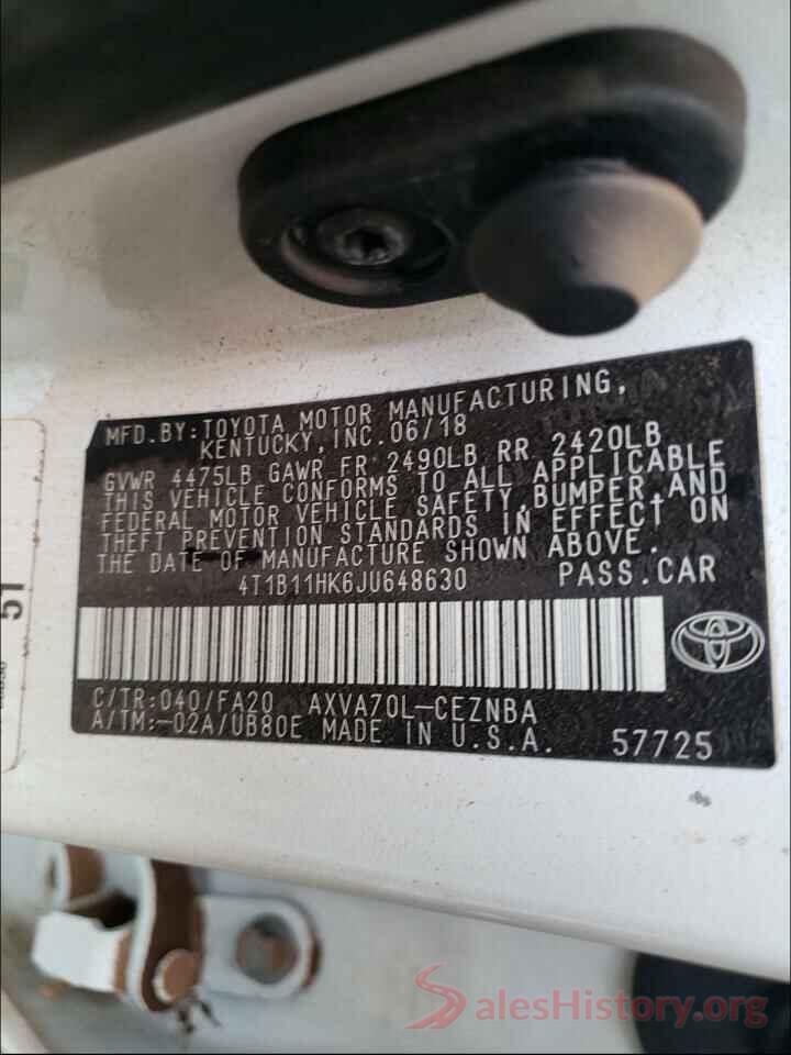 4T1B11HK6JU648630 2018 TOYOTA 4RUNNER