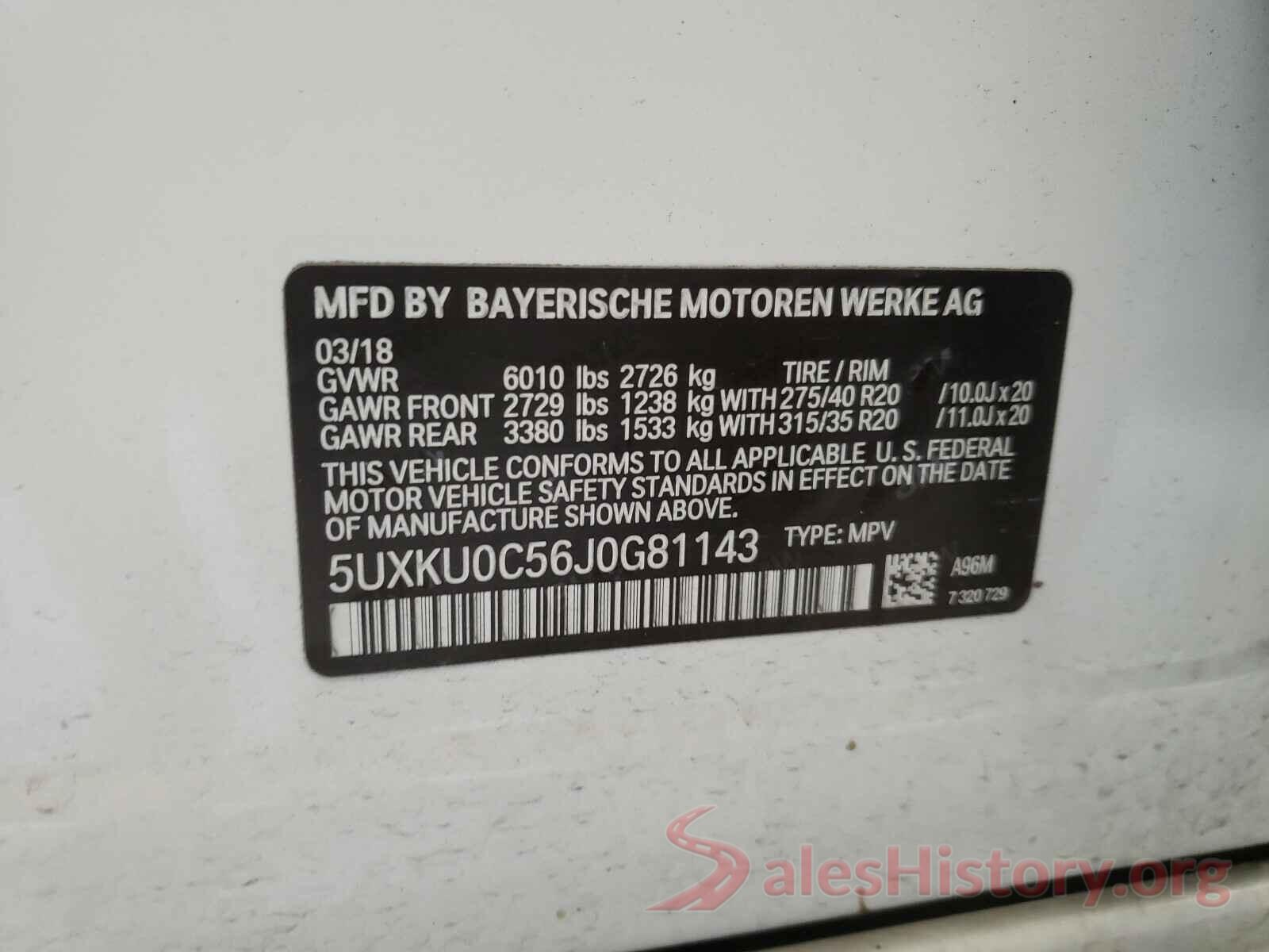 5UXKU0C56J0G81143 2018 BMW X6