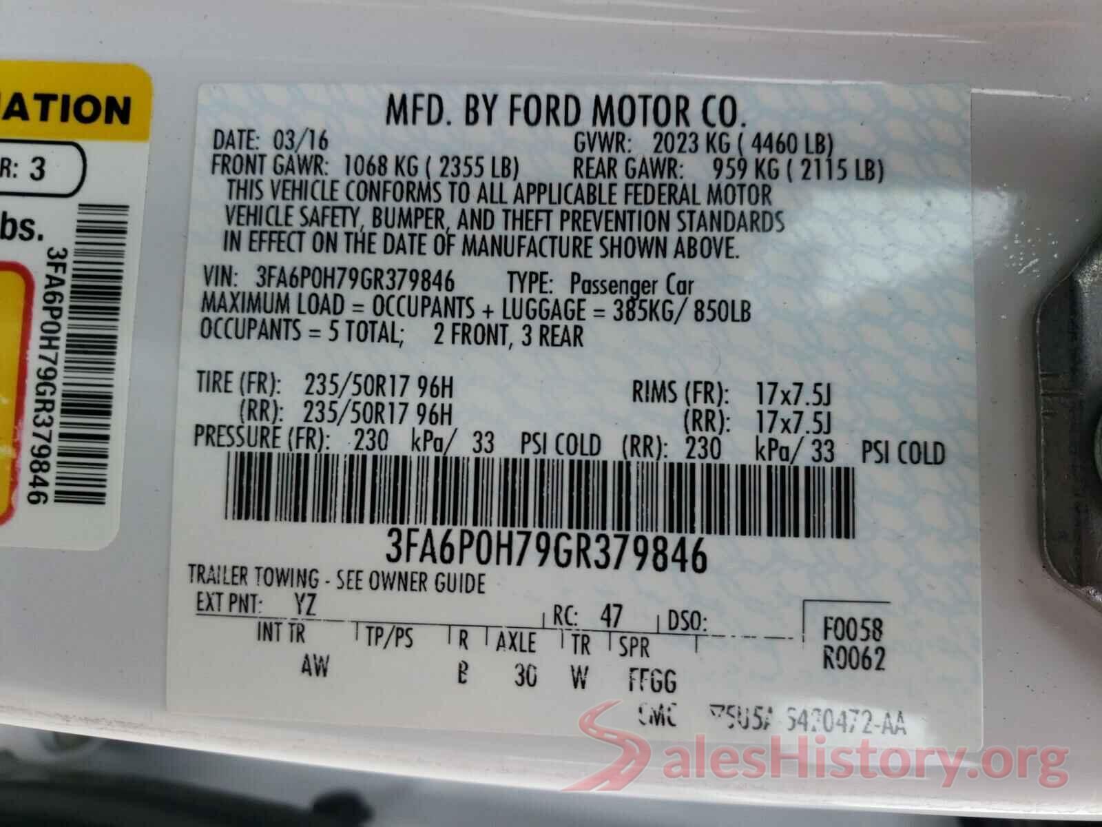 3FA6P0H79GR379846 2016 FORD FUSION