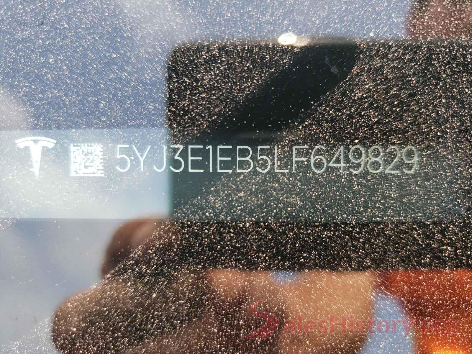 5YJ3E1EB5LF649829 2020 TESLA MODEL 3