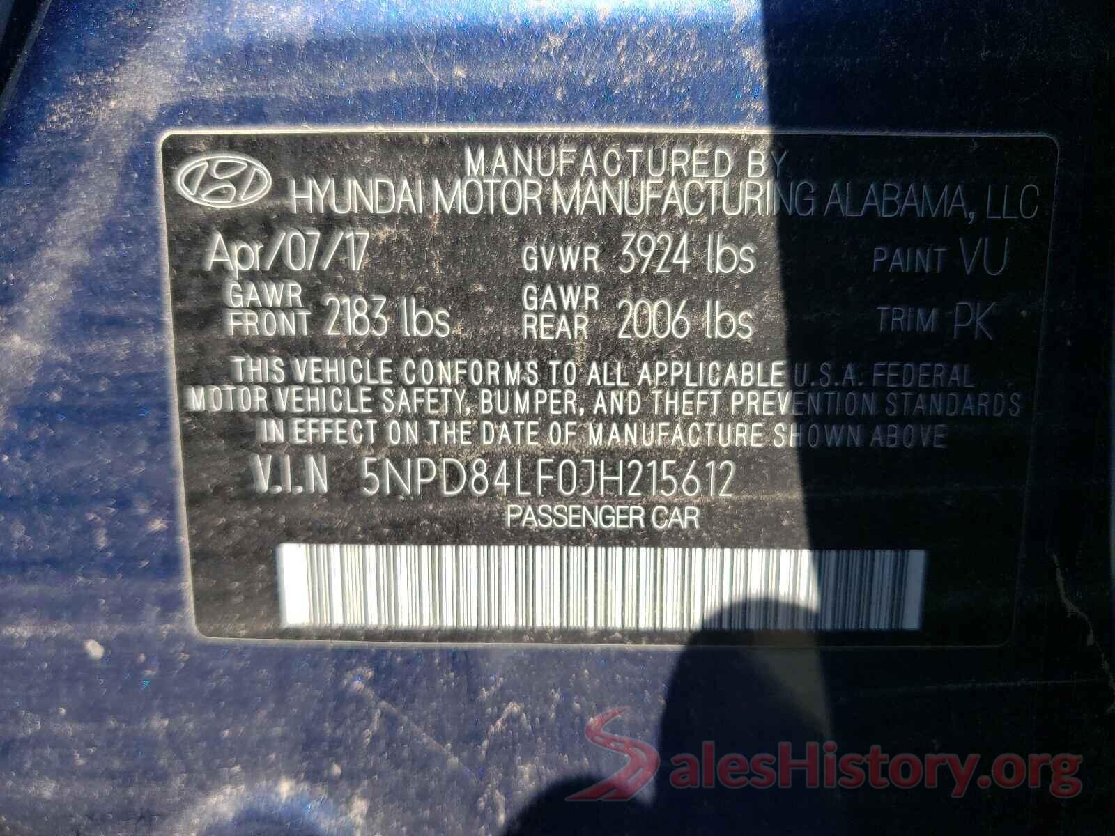 5NPD84LF0JH215612 2018 HYUNDAI ELANTRA