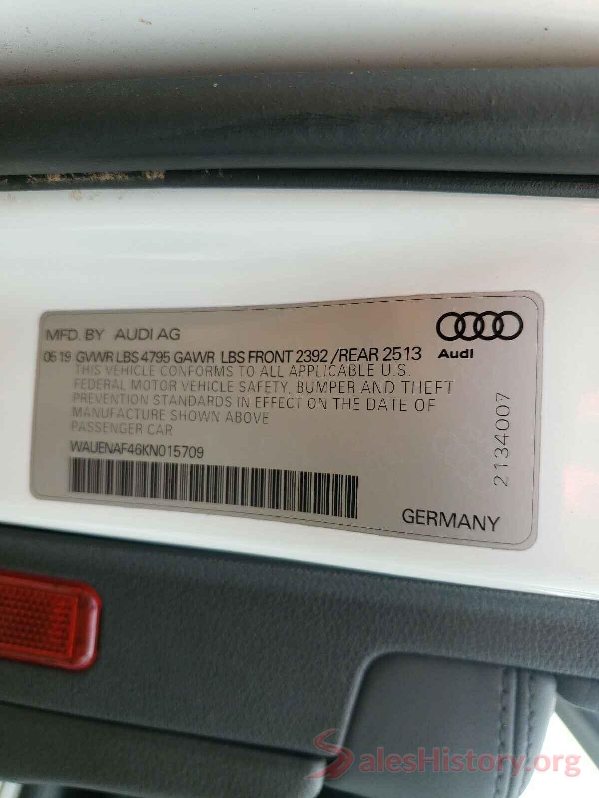 WAUENAF46KN015709 2019 AUDI A4