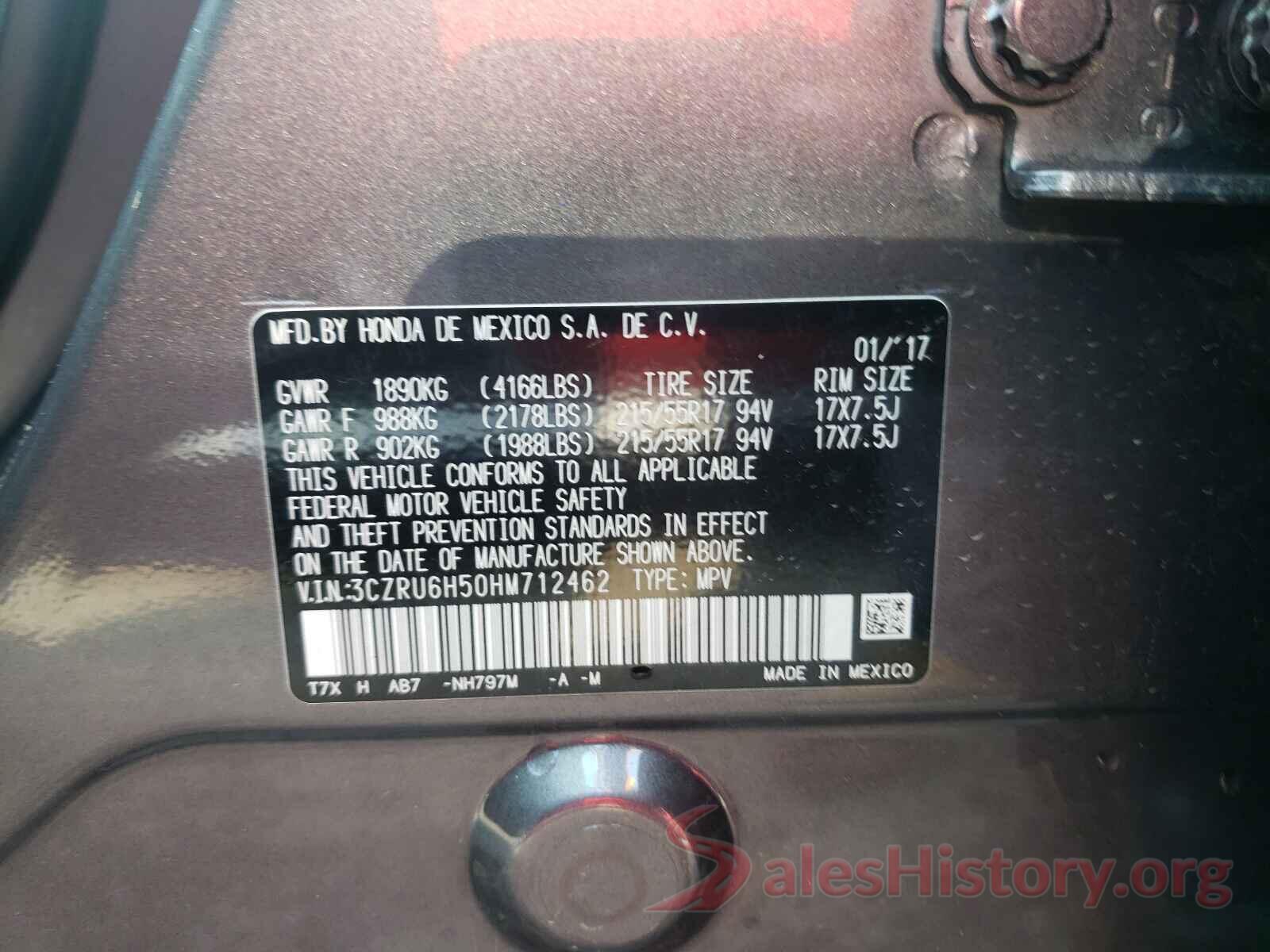 3CZRU6H50HM712462 2017 HONDA HR-V