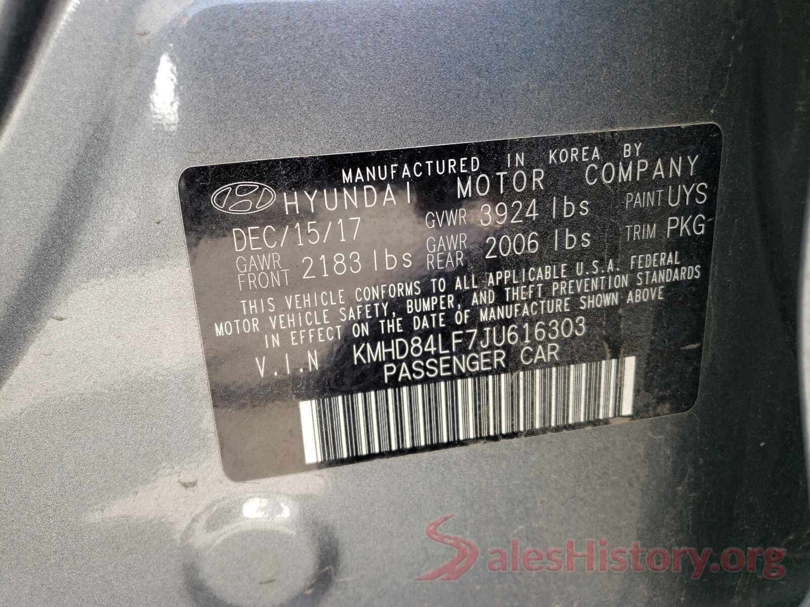 KMHD84LF7JU616303 2018 HYUNDAI ELANTRA