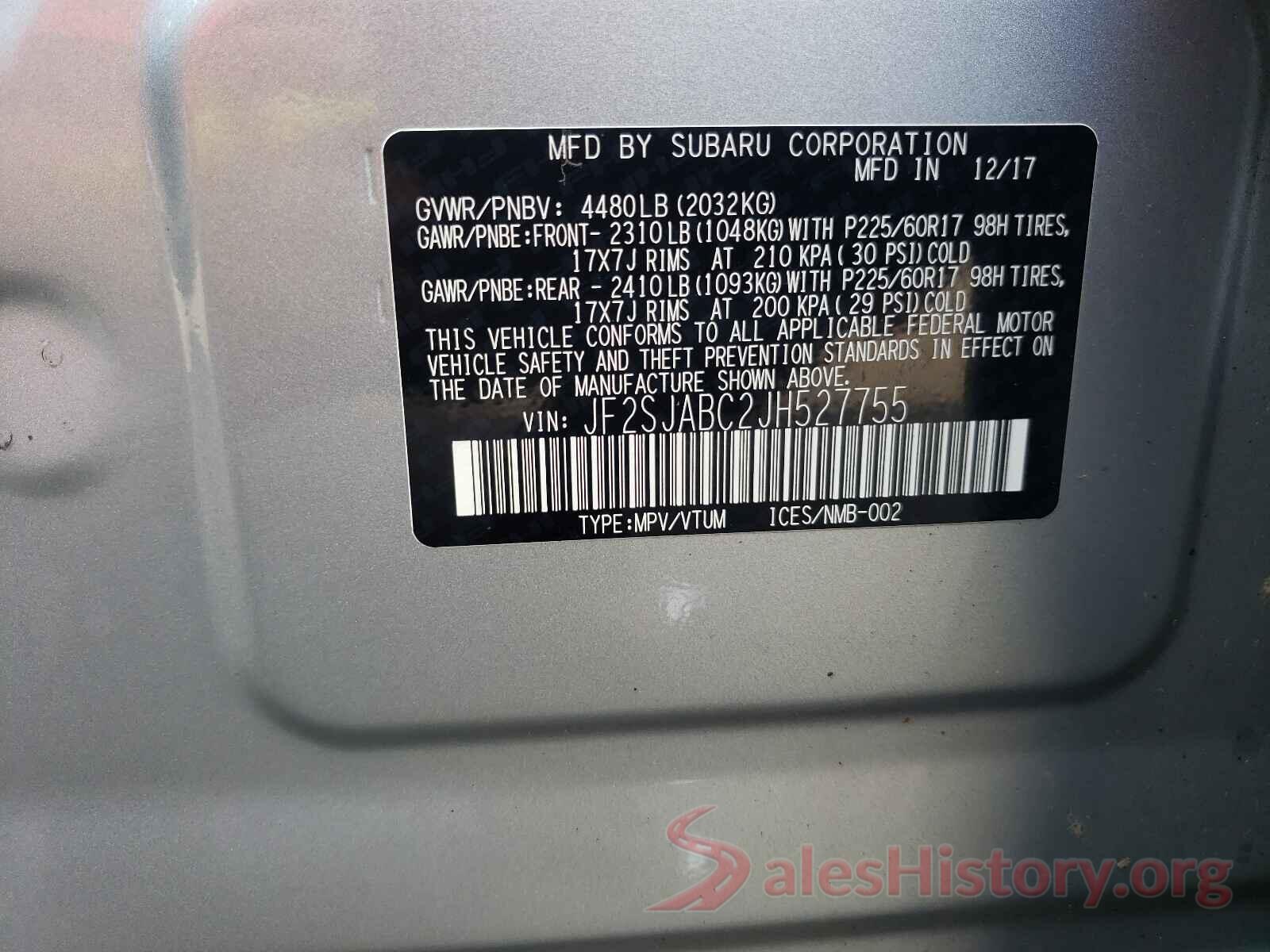 JF2SJABC2JH527755 2018 SUBARU FORESTER