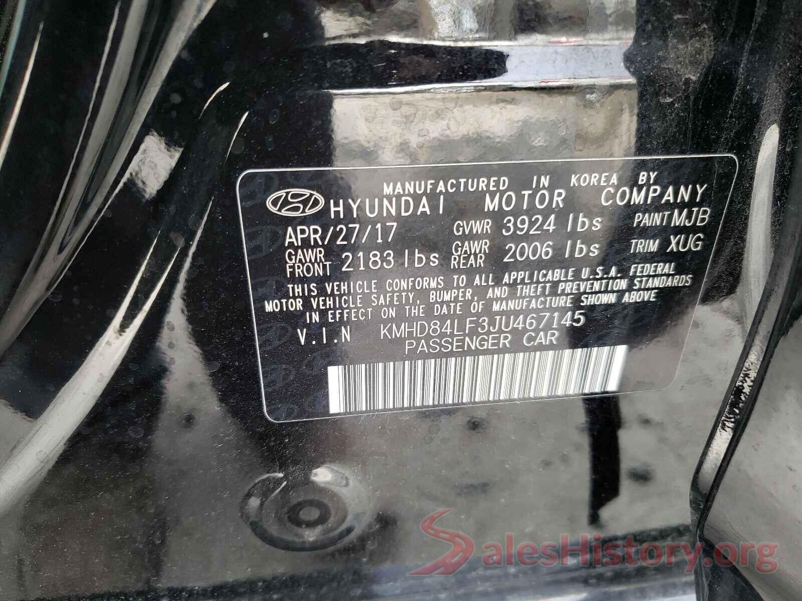 KMHD84LF3JU467145 2018 HYUNDAI ELANTRA