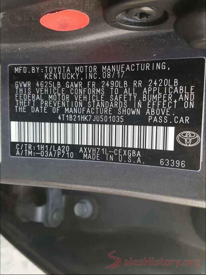 4T1B21HK7JU501035 2018 TOYOTA CAMRY