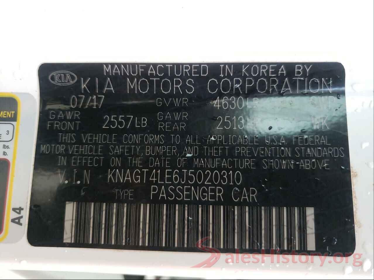 KNAGT4LE6J5020310 2018 KIA OPTIMA