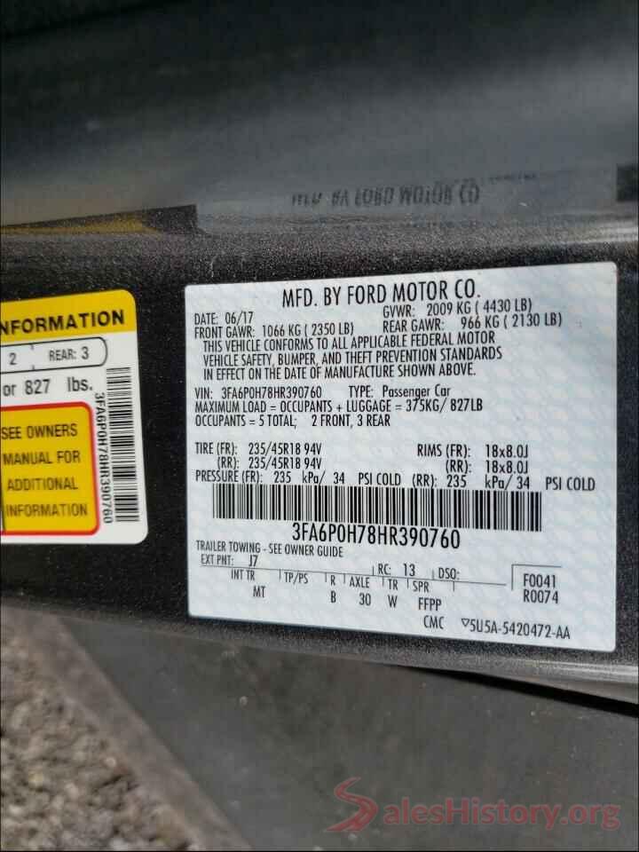 3FA6P0H78HR390760 2017 FORD FUSION