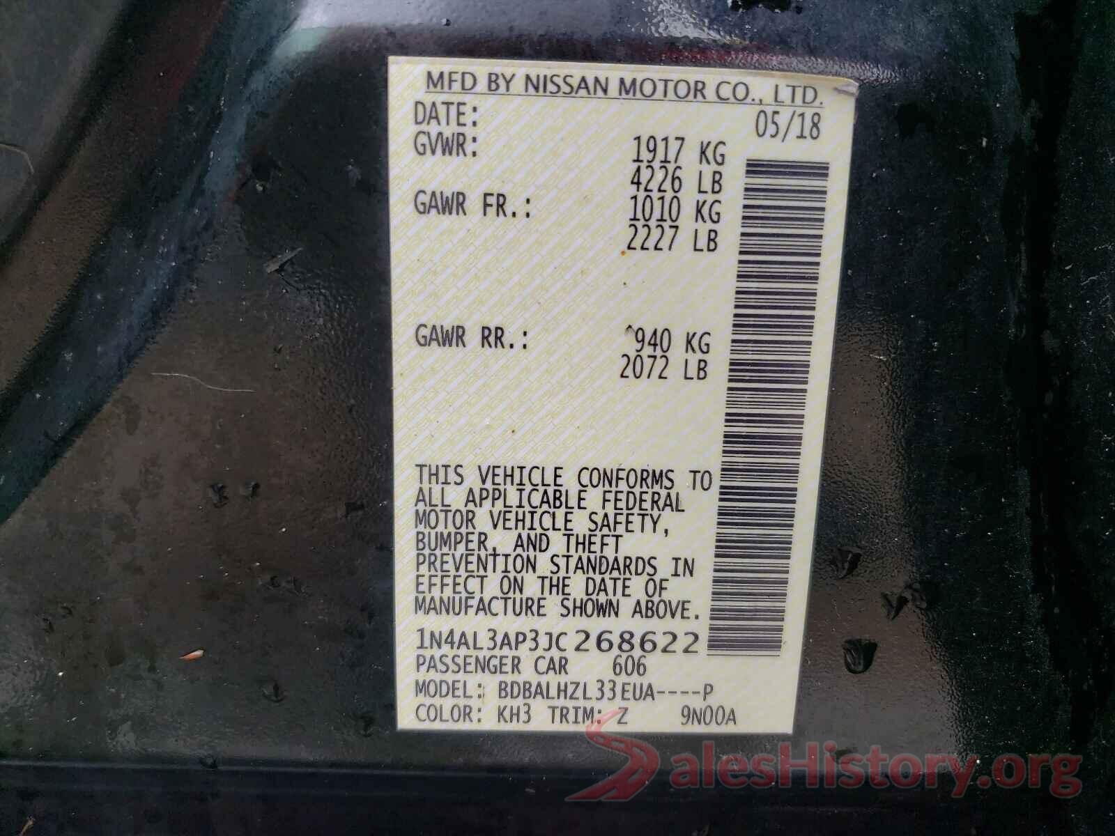 1N4AL3AP3JC268622 2018 NISSAN ALTIMA