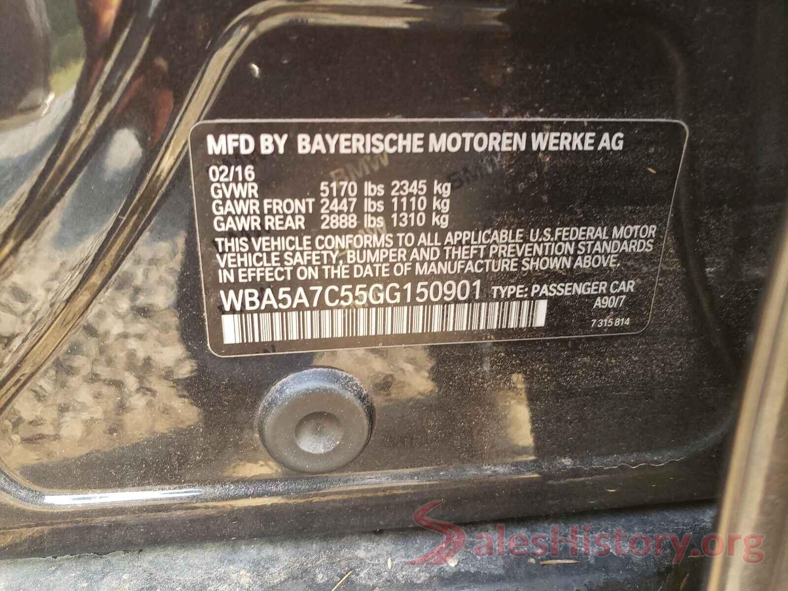 WBA5A7C55GG150901 2016 BMW 5 SERIES