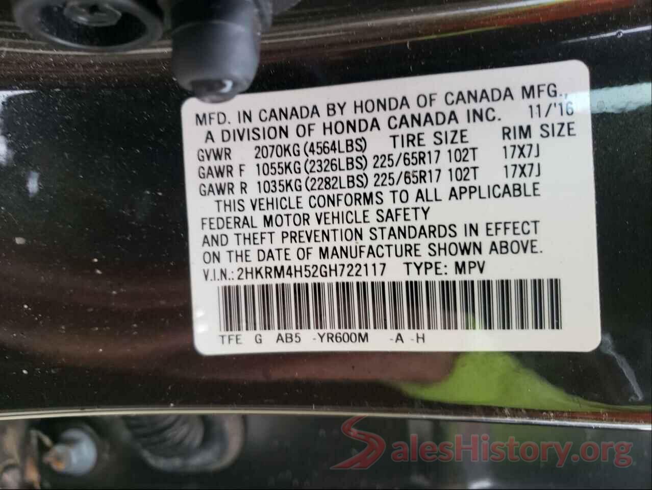 2HKRM4H52GH722117 2016 HONDA CRV