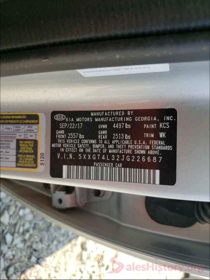 5XXGT4L32JG226687 2018 KIA OPTIMA