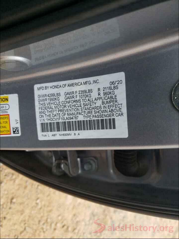 1HGCV1F10LA094787 2020 HONDA ACCORD