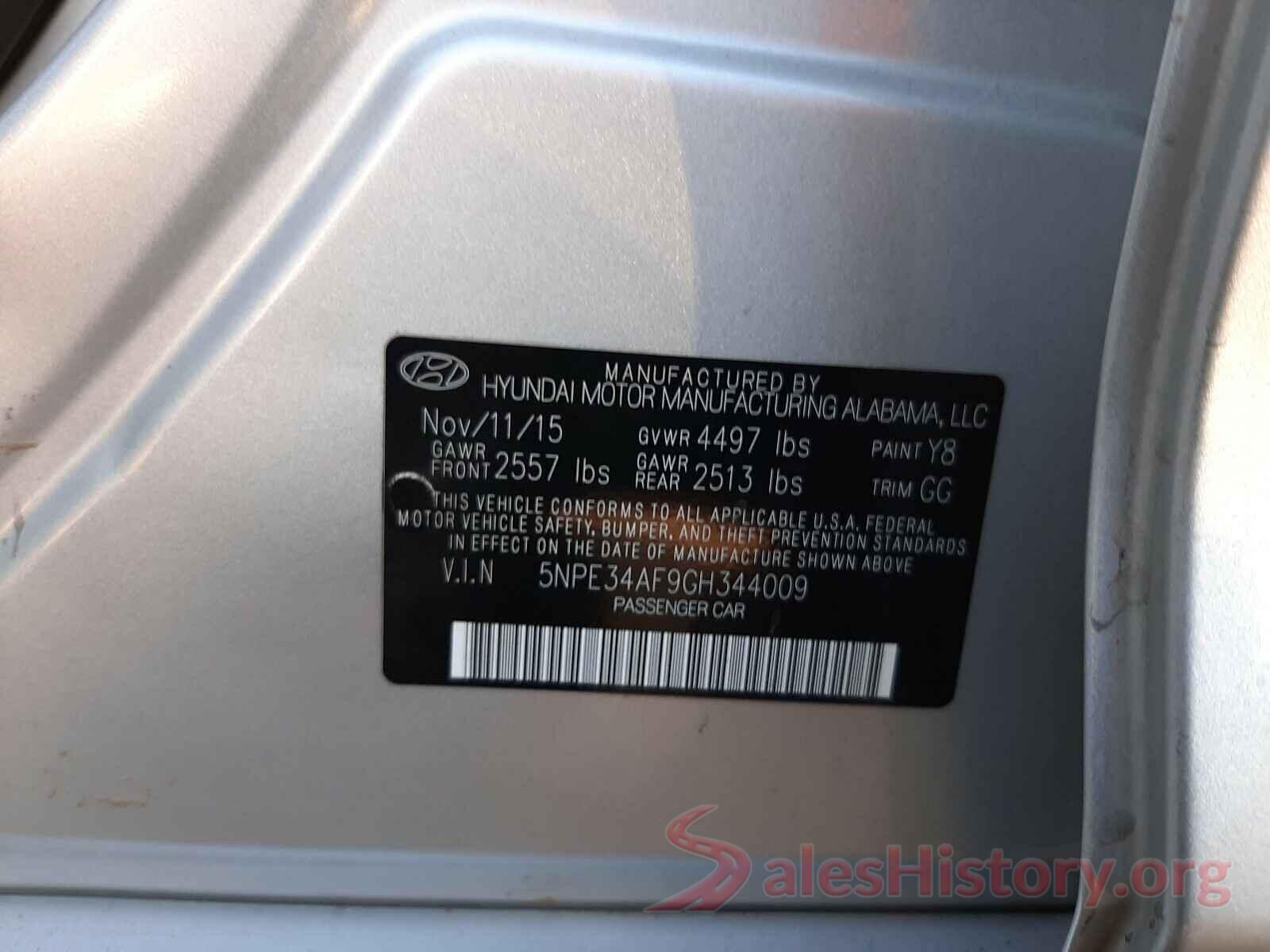 5NPE34AF9GH344009 2016 HYUNDAI SONATA