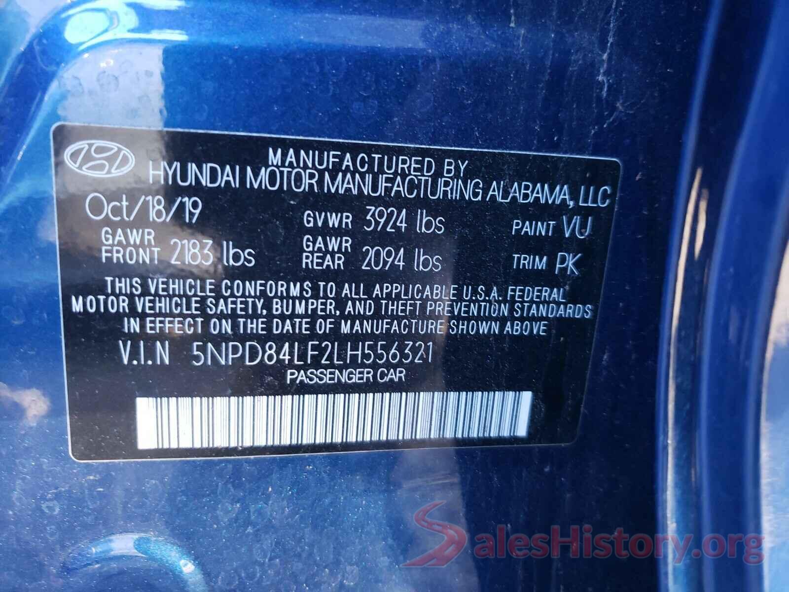 5NPD84LF2LH556321 2020 HYUNDAI ELANTRA