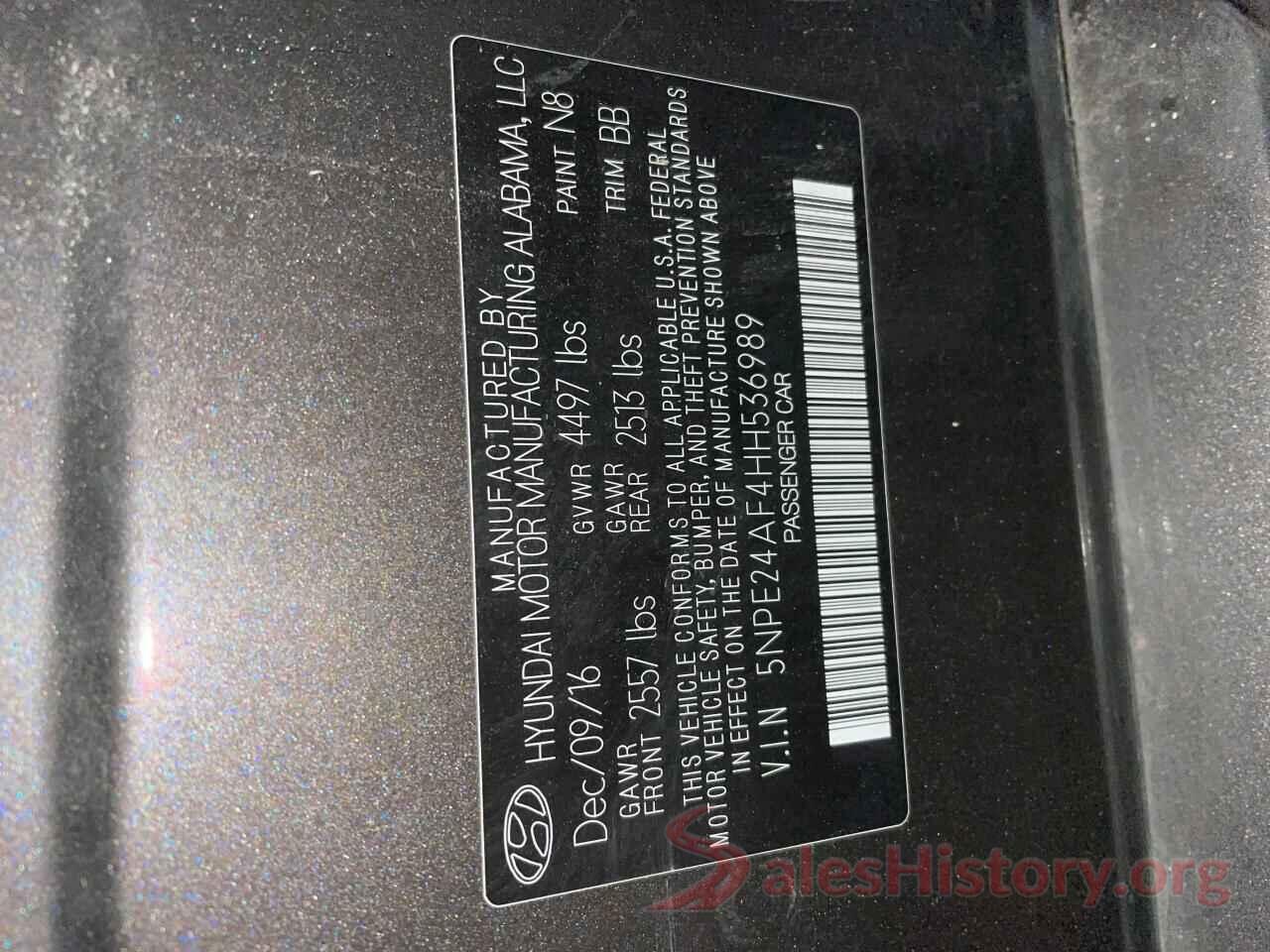 5NPE24AF4HH536989 2017 HYUNDAI SONATA