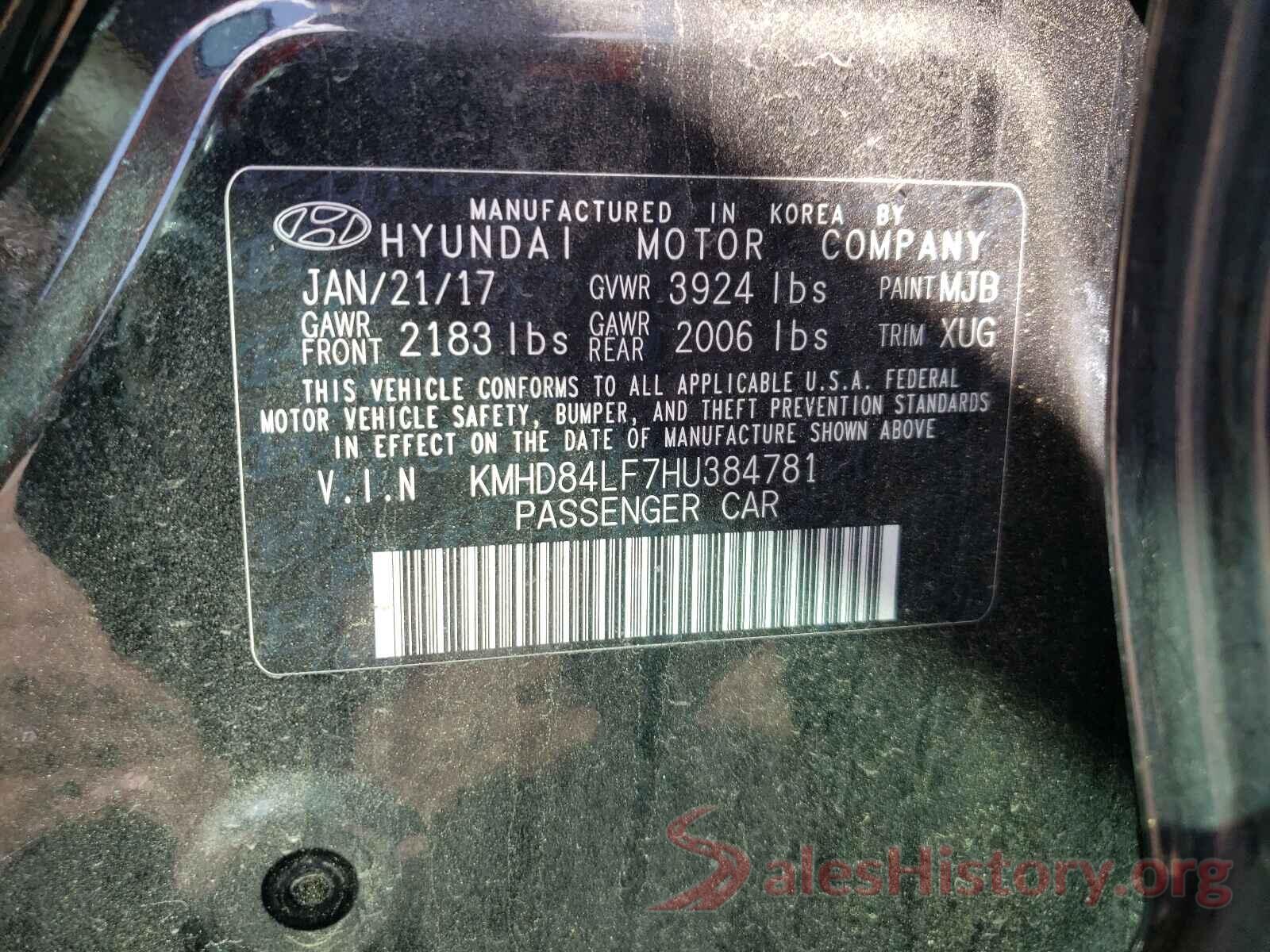 KMHD84LF7HU384781 2017 HYUNDAI ELANTRA