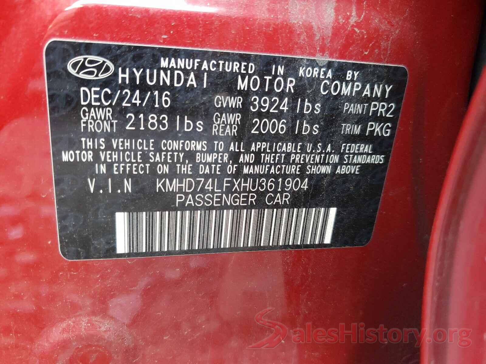 KMHD74LFXHU361904 2017 HYUNDAI ELANTRA