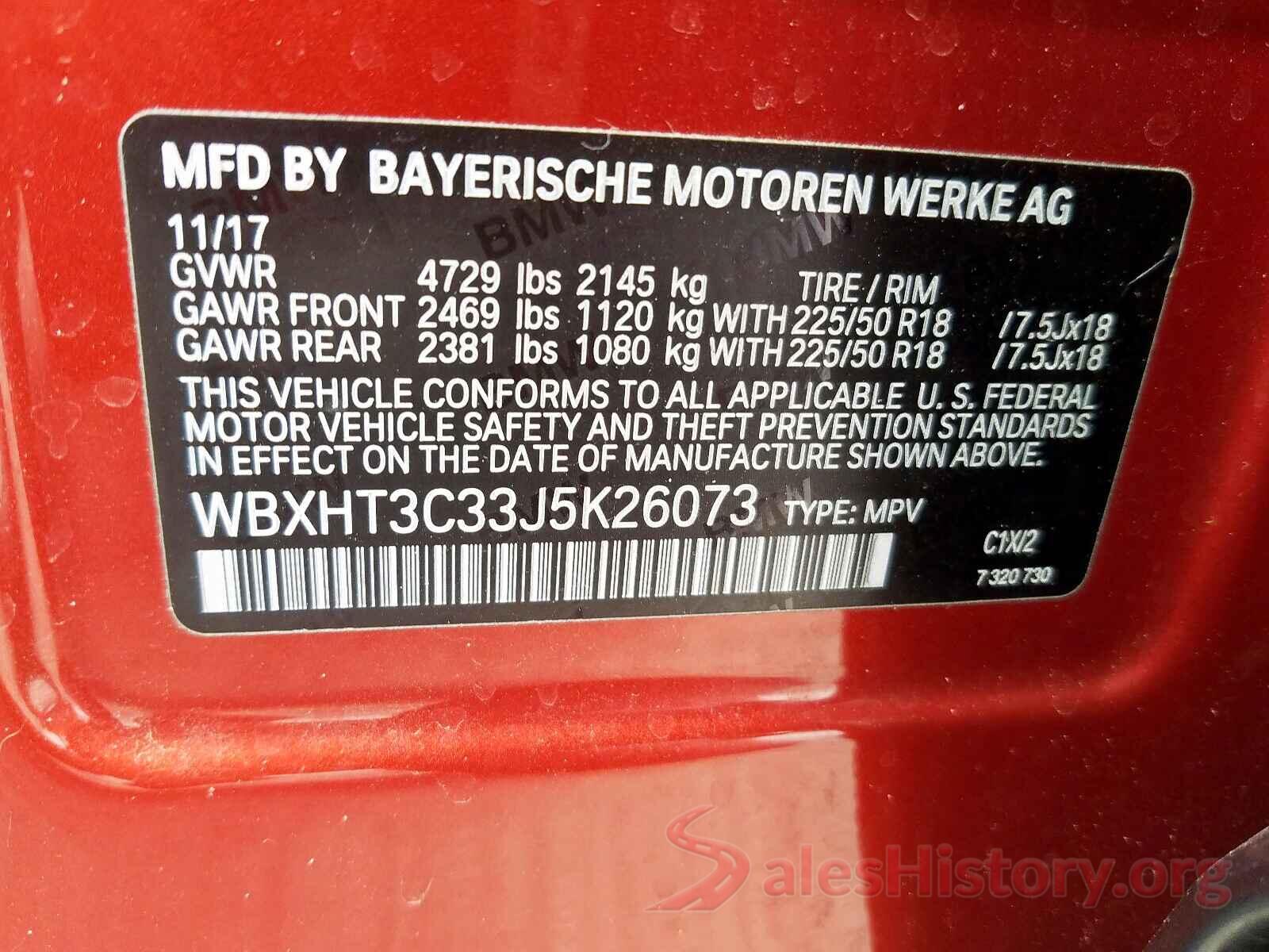 WBXHT3C33J5K26073 2018 BMW X1 XDRIVE2