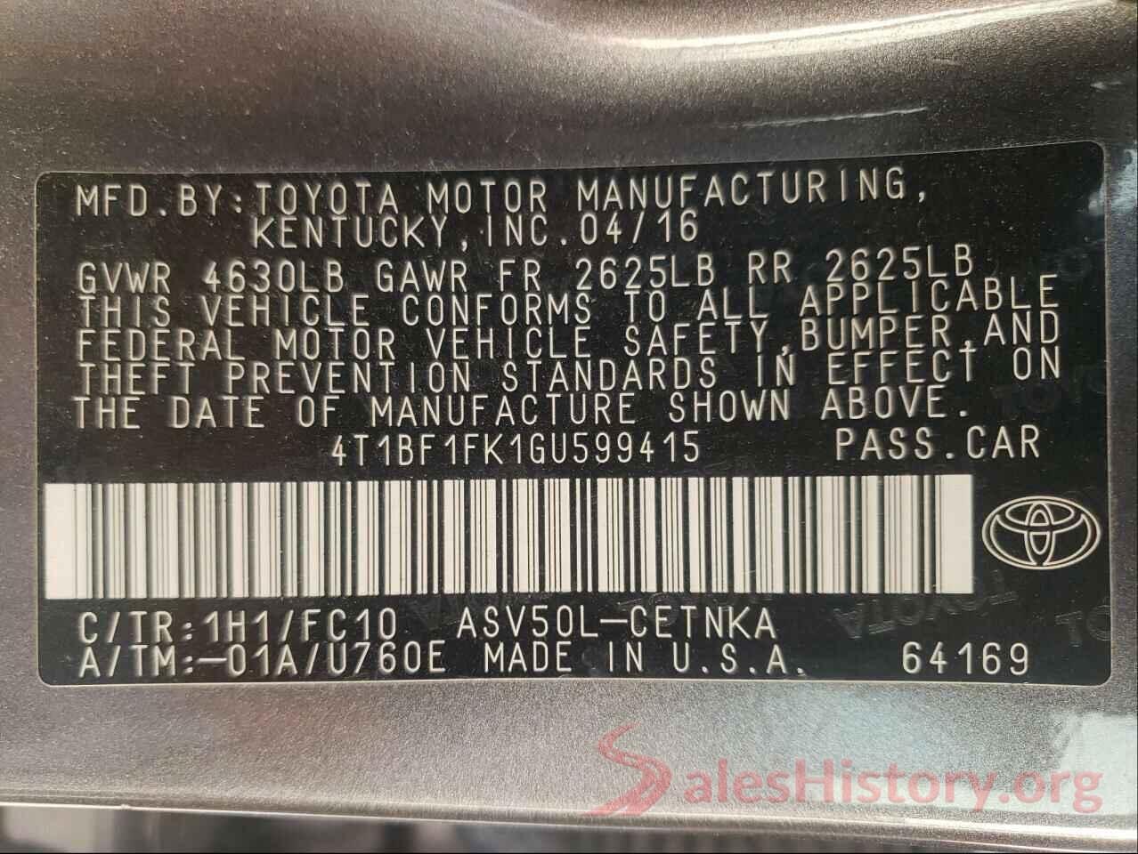 4T1BF1FK1GU599415 2016 TOYOTA CAMRY