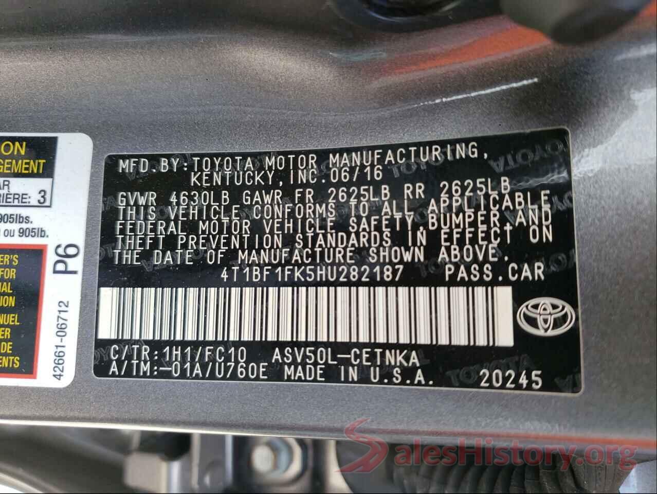 4T1BF1FK5HU282187 2017 TOYOTA CAMRY