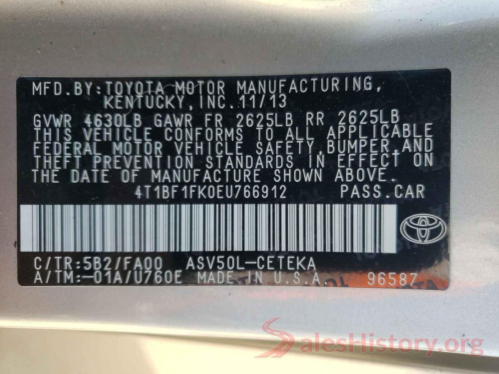 4T1BF1FK0EU766912 2014 TOYOTA CAMRY