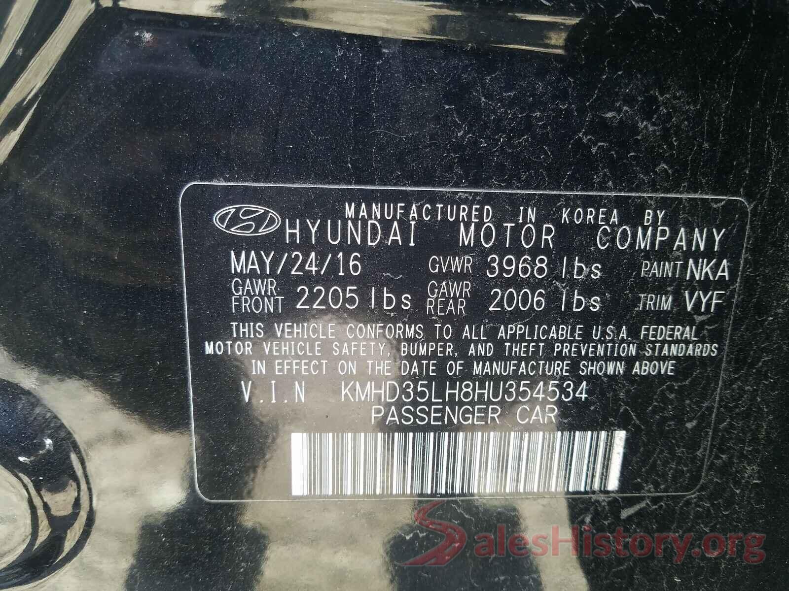 KMHD35LH8HU354534 2017 HYUNDAI ELANTRA